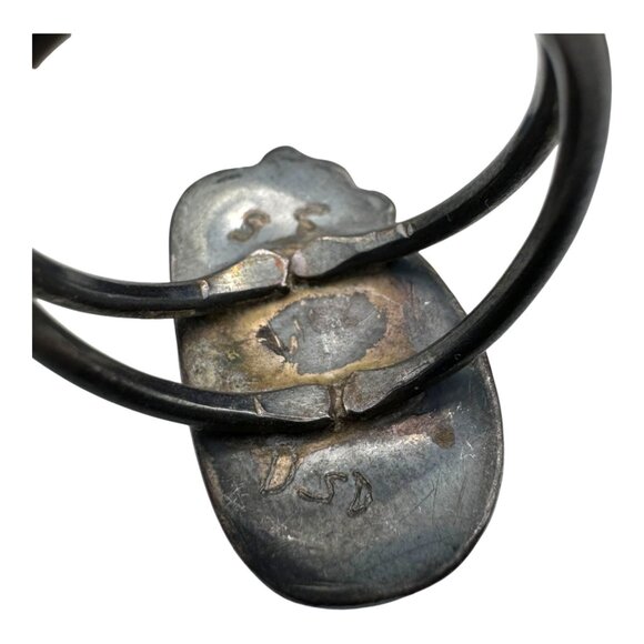 Vintage Navajo Signed Sterling Silver & Turquoise Ring Size 8.5 Handcrafted DSD - Picture 3 of 5